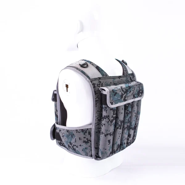 LivePro weighted vest in grey and blue digital camo on a mannequin