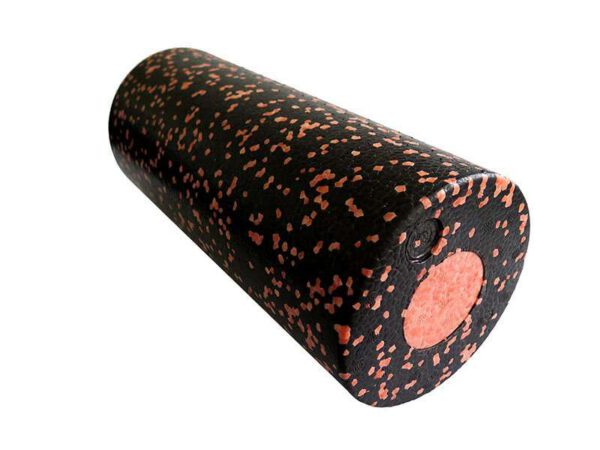 Black 30cm EPP foam roller with orange flecks